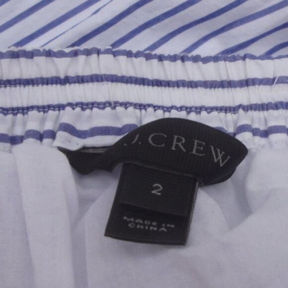 J. Crew Skirt Women's Mini Ruffle Black Label Size 2 Blue-White Striped Ruffles - Picture 5 of 7